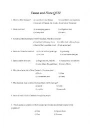 English Worksheet: New Zealands flora and fauna QUIZ