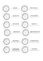 English Worksheet: Time, clock, daily routine
