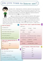 English Worksheet: Do you want to know me?