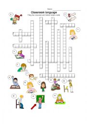 English Worksheet: Classroom language crossword