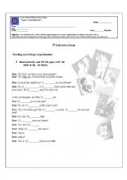 English Worksheet: verb to be and pronouns