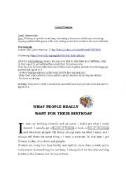 English Worksheet: Birthday