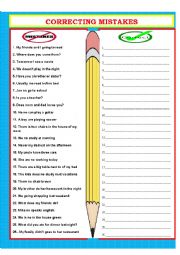 English Worksheet: CORRECTING MISTAKES  *** KEY INCLUDED**