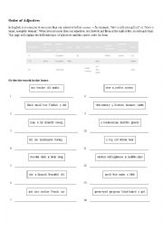 English Worksheet: Order of Adjectives