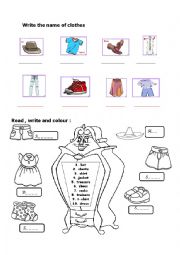 English Worksheet: clothes