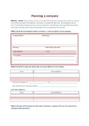 English Worksheet: Planning a Company