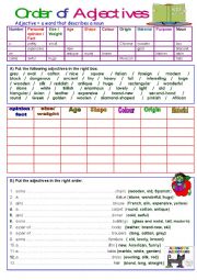 English Worksheet: Order of Adjectives