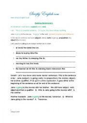 English Worksheet: Building Sentences