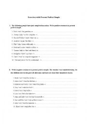 English Worksheet: Exercises with Present Perfect Simple