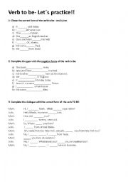 English Worksheet: Verb to be