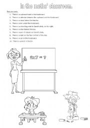 English Worksheet: In the maths classroom