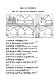 English Worksheet: GIVING DIRECTIONS