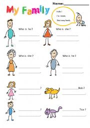 English Worksheet: Family Vocabulary