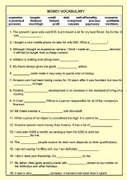 English Worksheet: Money Vocabulary Worsheet