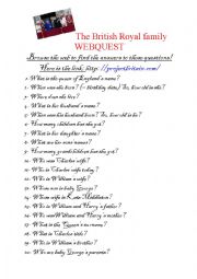 English Worksheet: The British Royal Family Webquest