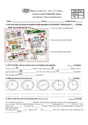 Test on directions time telling and ordinal numbers