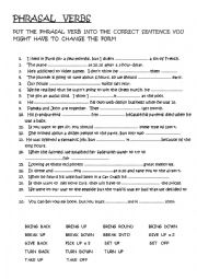 English Worksheet: PHRASAL  VERBS