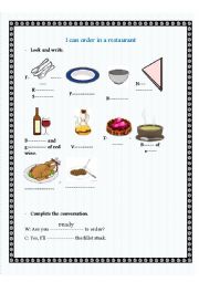 English Worksheet: order in a restaurant 