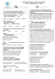 English Worksheet: General Revision Test For Elementary