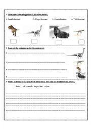 English Worksheet: dinosaurs