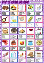 English Worksheet: What do you eat and drink?