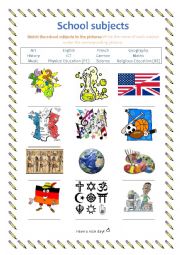 English Worksheet: School subjects