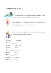 English Worksheet: can cant