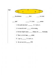 Prepositions on, in, at