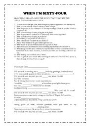 English Worksheet: WHEN IM 64 