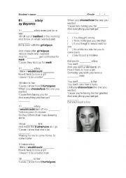 English Worksheet: Activity with Beyonces song 
