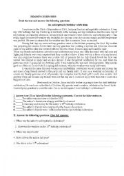 English Worksheet: English Reading exercise ( Past simple)