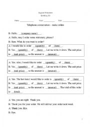 English Worksheet: telephone conversation