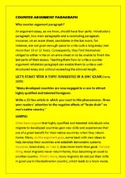 English Worksheet: counter argument paragraph