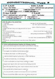 English Worksheet: Conditional type 3