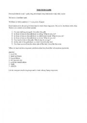 English Worksheet: The Path Game