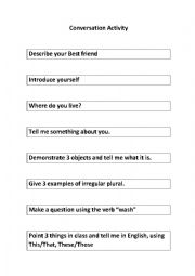 English Worksheet: Conversation Activity