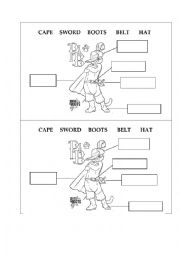 English Worksheet: puss in boots vocabulary, clothes