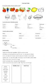 English Worksheet: Food and Drinks