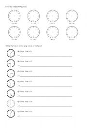 English Worksheet: Time (Half Past and OClock)