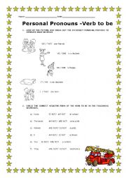 English Worksheet: Personal pronouns + Verb to be worksheet