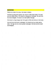 English Worksheet: Colors and shape -  dictation or reading exercise