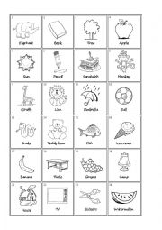 English Worksheet: vocabulary card