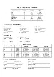 English Worksheet: verb to be and present continuous