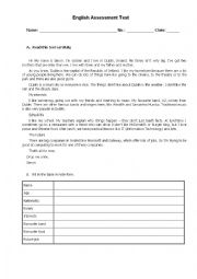 English Worksheet: Test 7th grade