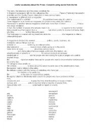 English Worksheet: Press vocabulary