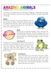 English Worksheet: Amazing Animals 