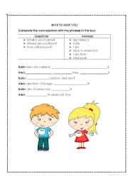 English Worksheet: Nice to meet you