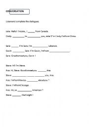 English Worksheet: BASIC CONVERSATION AND VOCABULARY