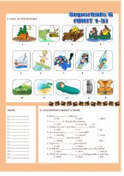 Mini test for the Book Superkids 6 (Unit 1 - 5) with ANSWER KEY