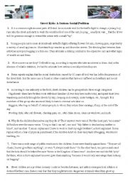 English Worksheet: street children exam